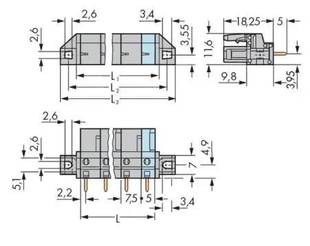 Розетка для подключения к печатной плате WAGO 232-742/031-000, 12 pin, 630В, CS: 7.50мм, (25 шт)