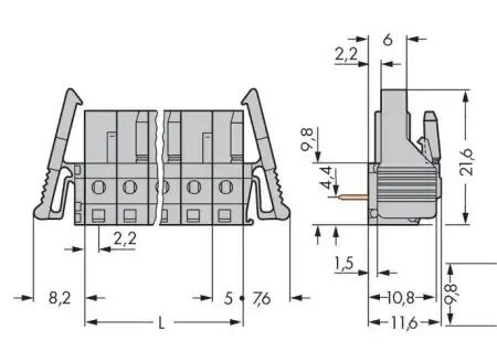Розетка для подключения к печатной плате WAGO 232-238/039-000, 8 pin, 320В, CS: 5мм, (50 шт)