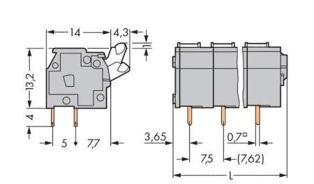 Быстроразъемная клемма WAGO 255-502/333-000, 2 pin, 0.08мм² - 2.50мм², 630В, CS: 7.50мм;7.62мм, (280 шт)