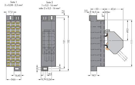 PD клемма WAGO 726-602, 32 pin, 0.08мм² - 16мм², 76А, конф: L, (10 шт)