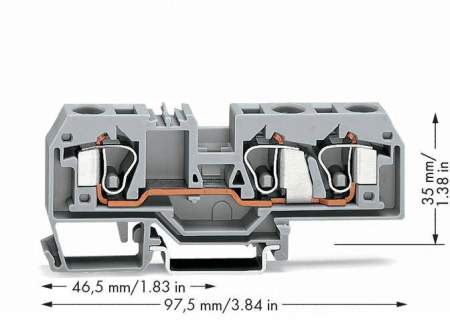 Клемма WAGO 284-681, 3 pin, 0.20мм² - 10мм², 800В, 57А, конф: L, (25 шт)
