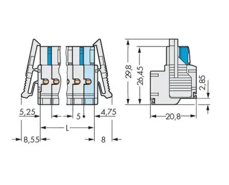 Розетка для подключения кабеля WAGO 721-2114/037-000, 14 pin, 0.2мм² - 2.5мм², 320В, 16А, CS: 5мм, (25 шт)