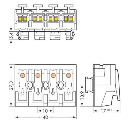 Разъем питания сети WAGO 294-8024, 4 pin, 0.5мм² - 2.5мм², 24А, (500 шт)