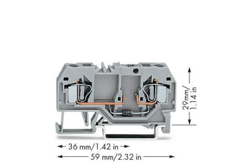 Диодная клемма WAGO 281-915/281-410, 2 pin, 0.08мм² - 4мм², 250В, 500мА, конф: L, (50 шт)