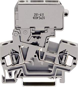 Клемма предохранителя WAGO 281-611, 2 pin, 0.08мм² - 4мм², 800В, 10А, конф: L, (1 шт)