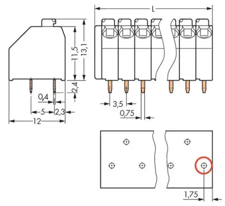 Быстроразъемная клемма WAGO 250-212/000-012, 12 pin, 0.20мм² - 1.50мм², 320В, CS: 3.50мм, (100 шт)