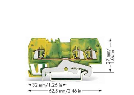 PG клемма WAGO 279-687, 3 pin, 0.08мм² - 1.50мм², 18А, конф: Terre, (100 шт)