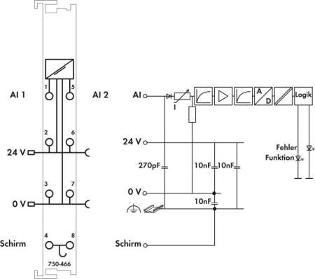 Модуль аналогового ввода ПЛК WAGO 750-466 