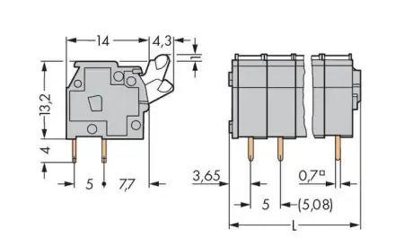 Быстроразъемная клемма WAGO 255-410/000-009/999-950, 10 pin, 0.08мм² - 2.50мм², 176В, CS: 5мм;5.08мм, (80 шт)