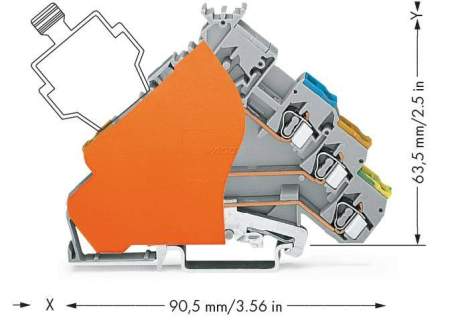 Клемма привода WAGO 280-575/280-323, 4 pin, 0.08мм² - 2.50мм², 125В, 5А, конф: L, (50 шт)