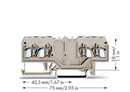 Клемма WAGO 280-995, 4 pin, 0.02мм² - 2.50мм², 550В, 20А, конф: L, (100 шт)