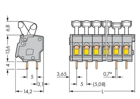 Быстроразъемная клемма WAGO 257-452/000-009/999-950, 2 pin, 0.08мм² - 2.50мм², 176В, CS: 5мм;5.08мм, (400 шт)