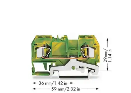 PG клемма WAGO 281-907, 2 pin, 0.08мм² - 4мм², 32А, конф: Terre, (50 шт)