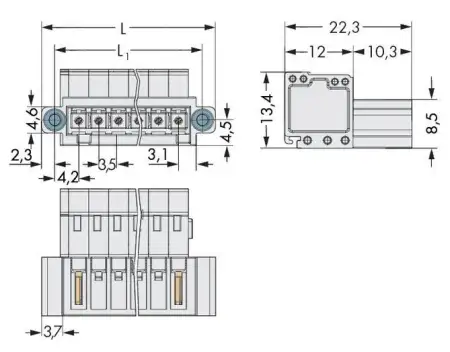 Штифтовая планка WAGO 734-302/109-000, 2 pin, 0.08мм² - 1.50мм², 160В, 10А, CS: 3.50мм, (100 шт)