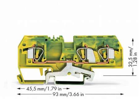 PG клемма WAGO 282-687, 3 pin, 0.20мм² - 6мм², 41А, конф: Terre, (25 шт)