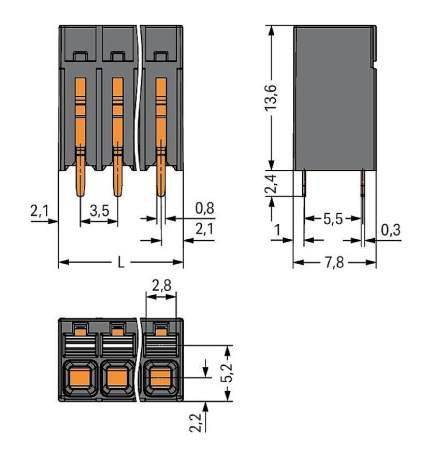 Клемма для печатной платы WAGO 2086-1112, 12 pin, 0.14мм² - 1.50мм², 320В, 17.5А, CS: 3.50мм, (1 шт)