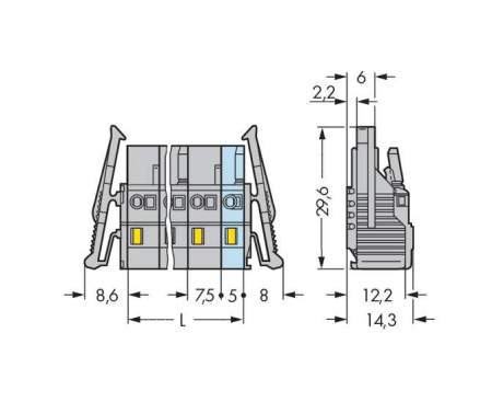 Розетка для подключения кабеля WAGO 231-211/037-000/035-000, 11 pin, 0.08мм² - 2.5мм², 630В, CS: 7.50мм, (10 шт)
