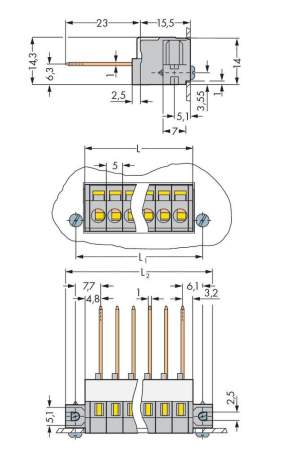 Быстроразъемная клемма WAGO 731-139/048-000, 9 pin, 0.08мм² - 2.50мм², 320В, CS: 5мм, (25 шт)