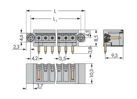 Штифтовая планка WAGO 734-170/108-000, 10 pin, 160В, 10А, CS: 3.50мм, (100 шт)