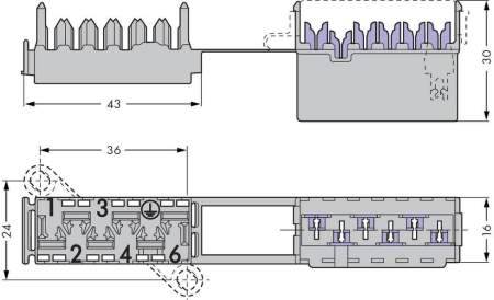 Клеммник WAGO 730-126, 6 pin, 0.75мм² - 1.5мм², 400В, 6А, (50 шт)