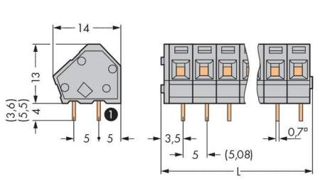 Быстроразъемная клемма WAGO 236-109, 9 pin, 0.08мм² - 2.50мм², 320В, 24А, CS: 5мм;5.08мм, (100 шт)