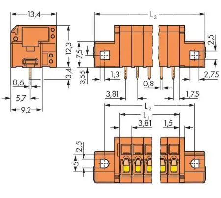 Быстроразъемная клемма WAGO 739-336/001-000, 6 pin, 0.08мм² - 1.50мм², 320В, CS: 3.81мм, (120 шт)