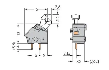 Быстроразъемная клемма WAGO 256-753/999-950, 1 pin, 0.08мм² - 2.50мм², 275В, CS: 7.50мм;7.62мм, (400 шт)