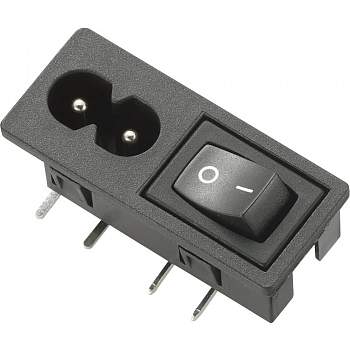 Розетка IEC C8 с выключателем, TRU Components 1572265, 2.5 А, черный : 1 шт.