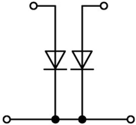 Двухуровневая диодная клемма WAGO 2002-2213/1000-488, 4 pin, 0.25мм² - 4мм², 250В, 500мА, конф: L, (1 шт)
