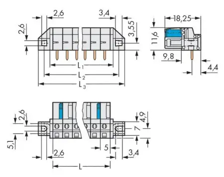 Розетка для подключения к печатной плате WAGO 722-242/031-000, 12 pin, 320В, 15А, CS: 5мм, (25 шт)