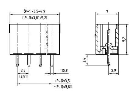 Вилка на плату PTR 51550065101E, 6 контактов, шаг 3,5 мм