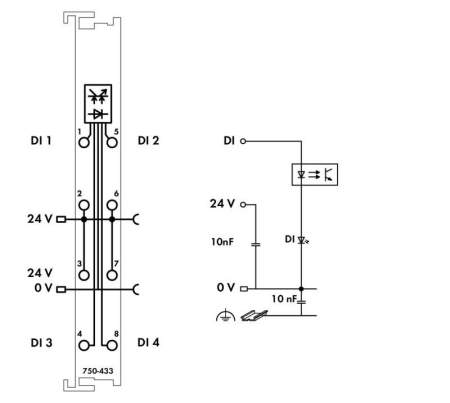 Модуль цифрового ввода ПЛК WAGO 750-433 