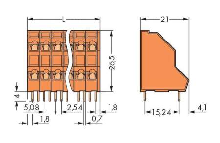Двухуровневая клемма WAGO 736-403, 6 pin, 0.08мм² - 2.50мм², 320В, CS: 5.08мм, (112 шт)