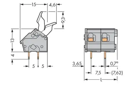 Быстроразъемная клемма WAGO 256-502/333-009/999-950, 2 pin, 0.08мм² - 2.50мм², 275В, CS: 7.50мм;7.62мм, (280 шт)