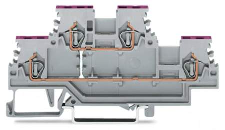 Двухуровневая клемма WAGO 279-508, 4 pin, 0.08мм² - 1.50мм², 500В, 18А, конф: L, (50 шт)