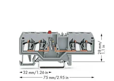 Светодиодная клемма WAGO 280-658/281-434, 4 pin, 0.08мм² - 2.50мм², 24В, 25мА, конф: L, (100 шт)