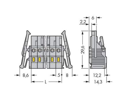 Розетка для подключения кабеля WAGO 231-109/037-000, 9 pin, 0.08мм² - 2.5мм², 320В, 15А, CS: 5мм, (25 шт)