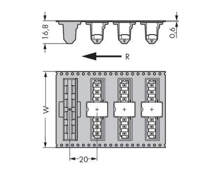 Штифтовая планка WAGO 231-169/001-000/105-604/997-40, 9 pin, 320В, 16А, CS: 5мм, (170 шт)