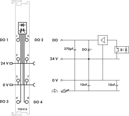 Модуль цифрового вывода ПЛК WAGO 750-516 