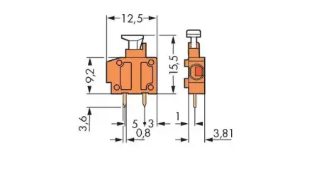 Быстроразъемная клемма WAGO 235-101, 1 pin, 0.50мм² - 1.50мм², 320В, CS: 3.81мм, (800 шт)