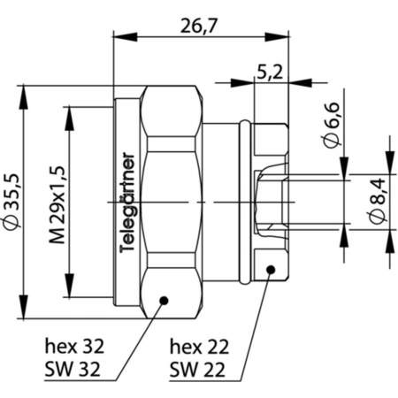 J01120B0083, Telegärtner - 7-16-DIN-разъем, 50 Ом : 1 шт.