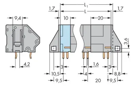 Быстроразъемная клемма WAGO 745-652/011-000, 2 pin, 0.20мм² - 16.00мм², 1000В, CS: 20мм, (20 шт)