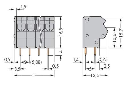 Быстроразъемная клемма WAGO 254-498, 1 pin, 0.50мм² - 2.50мм², 320В, 24А, (20 шт)