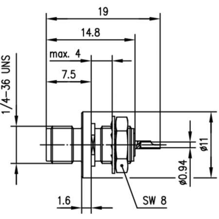 J01151A1081, Telegärtner - SMA-разъем, 50 Ом : 1 шт.