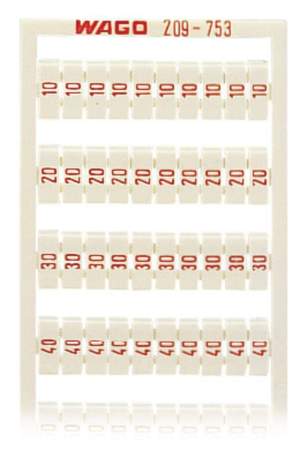 Этикетка WAGO 209-753, Оттиск: 10;20;30;40;50, (5 шт)