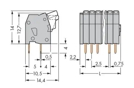 Быстроразъемная клемма WAGO 234-209, 9 pin, 0.08мм² - 0.50мм², 160В, CS: 2.50мм, (200 шт)