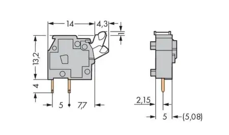 Быстроразъемная клемма WAGO 255-401, 1 pin, 0.08мм² - 2.50мм², 320В, CS: 5мм;5.08мм, (500 шт)