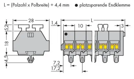 Клеммная колодка WAGO 261-254/342-000, 16 pin, 0.08мм² - 2.50мм², 500В, 24А, конф: L, (100 шт)
