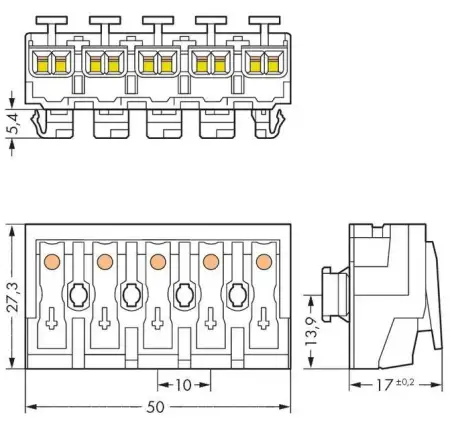 Разъем питания сети WAGO 294-8035, 5 pin, 0.5мм² - 2.5мм², 24А, (250 шт)