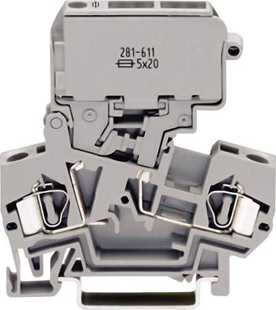 Клемма предохранителя WAGO 281-611, 2 pin, 0.08мм² - 4мм², 800В, 10А, конф: L, (1 шт)